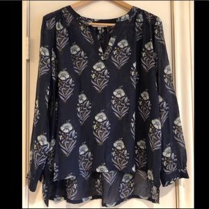 Loft navy floral blouse